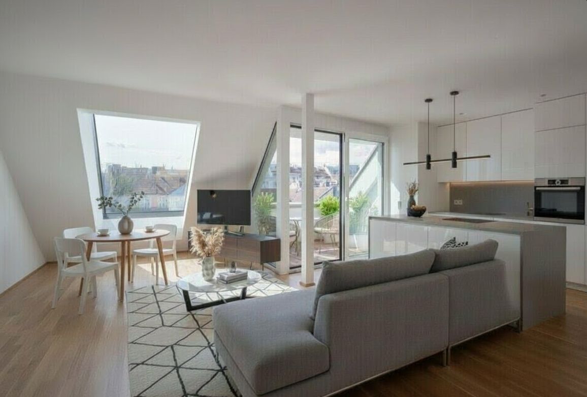Erstbezug: Moderne DG-Wohnung mit 2 Terrassen und Fernblick in bester Lage